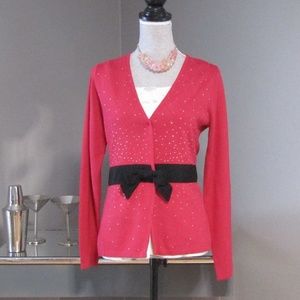 NEW Colour Works Pink Black Rhinestone Cardigan M
